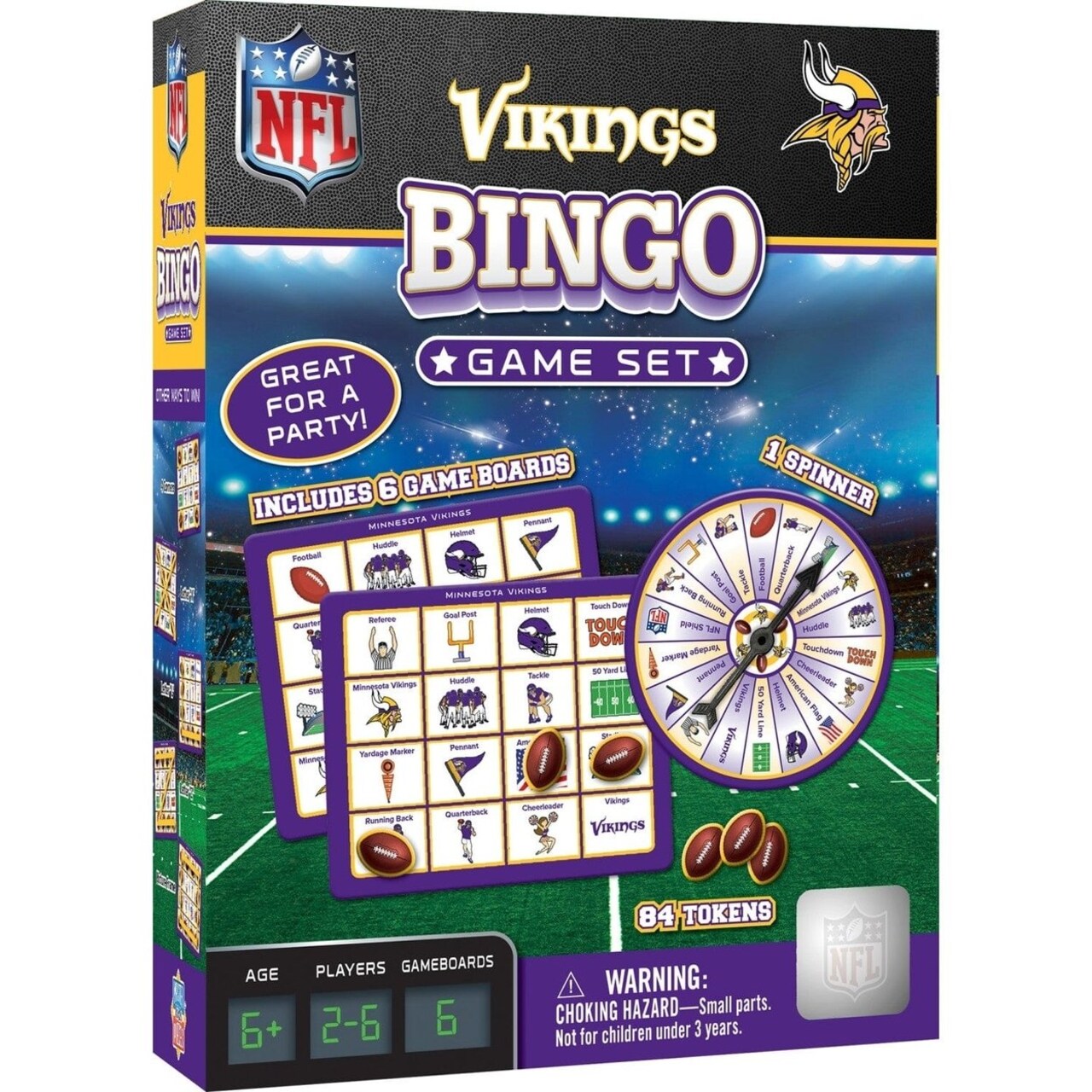 Minnesota Vikings Bingo Game Nfl Family Game With Gameboards And Tokens